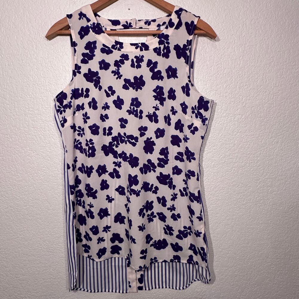 Cabi Hi-Low Floral Striped Tunic Sleeveless Small
